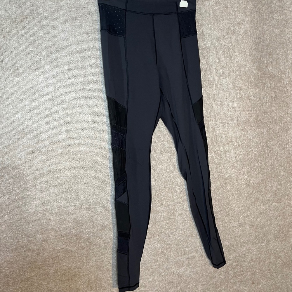 Lululemon Leggings Womens Size 8 Black Mesh Panel High Rise Yoga Gym Athleisure